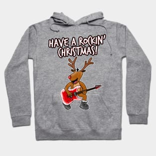 Have A Rockin' Christmas Reindeer Playing Guitar Hoodie